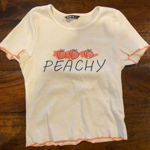 White ribbed short sleeve shirt!